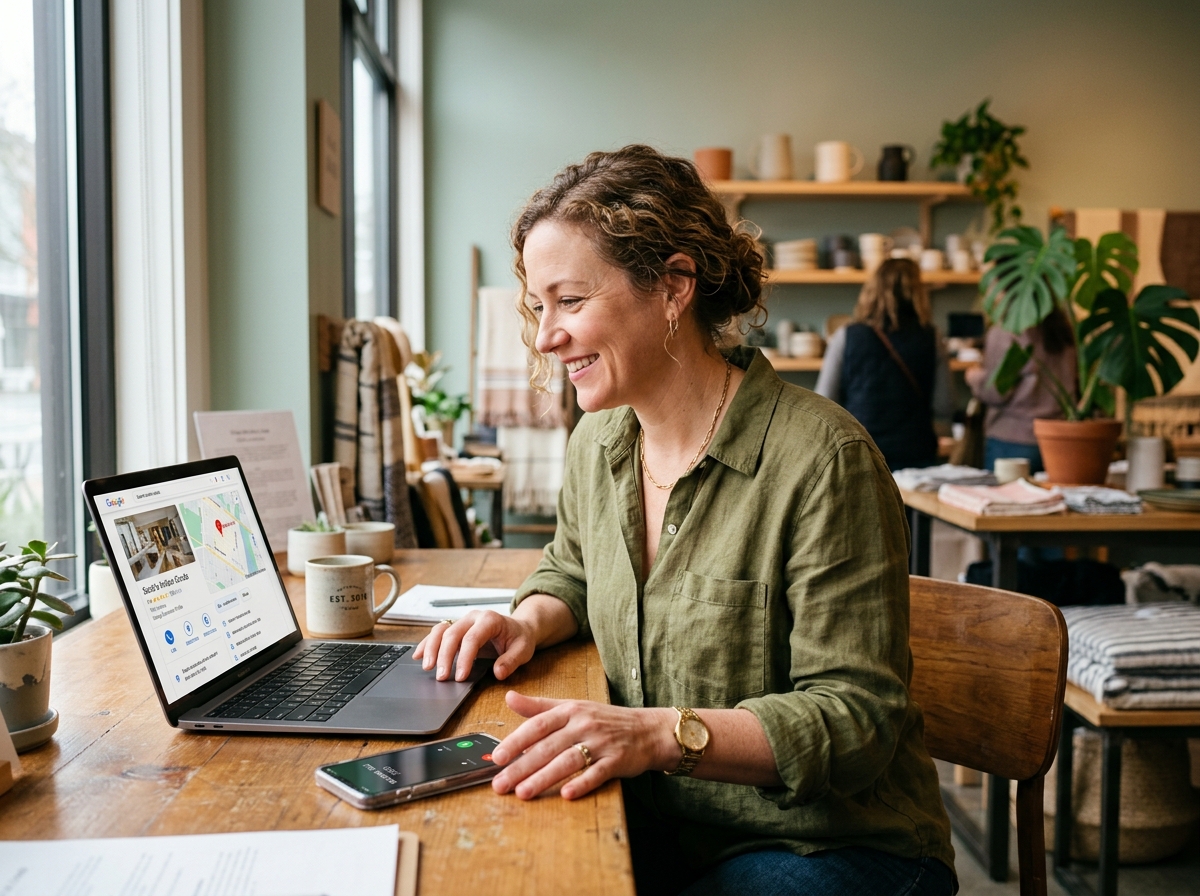 Business owner checking a suspended Google Business Profile listing